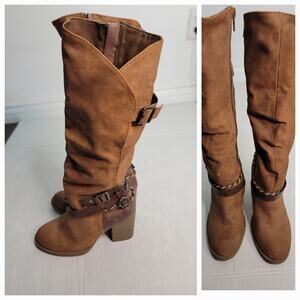 BKE Sole Womens Jonah Heel Boots Sz 6.5M Brown Suede Western Rodeo